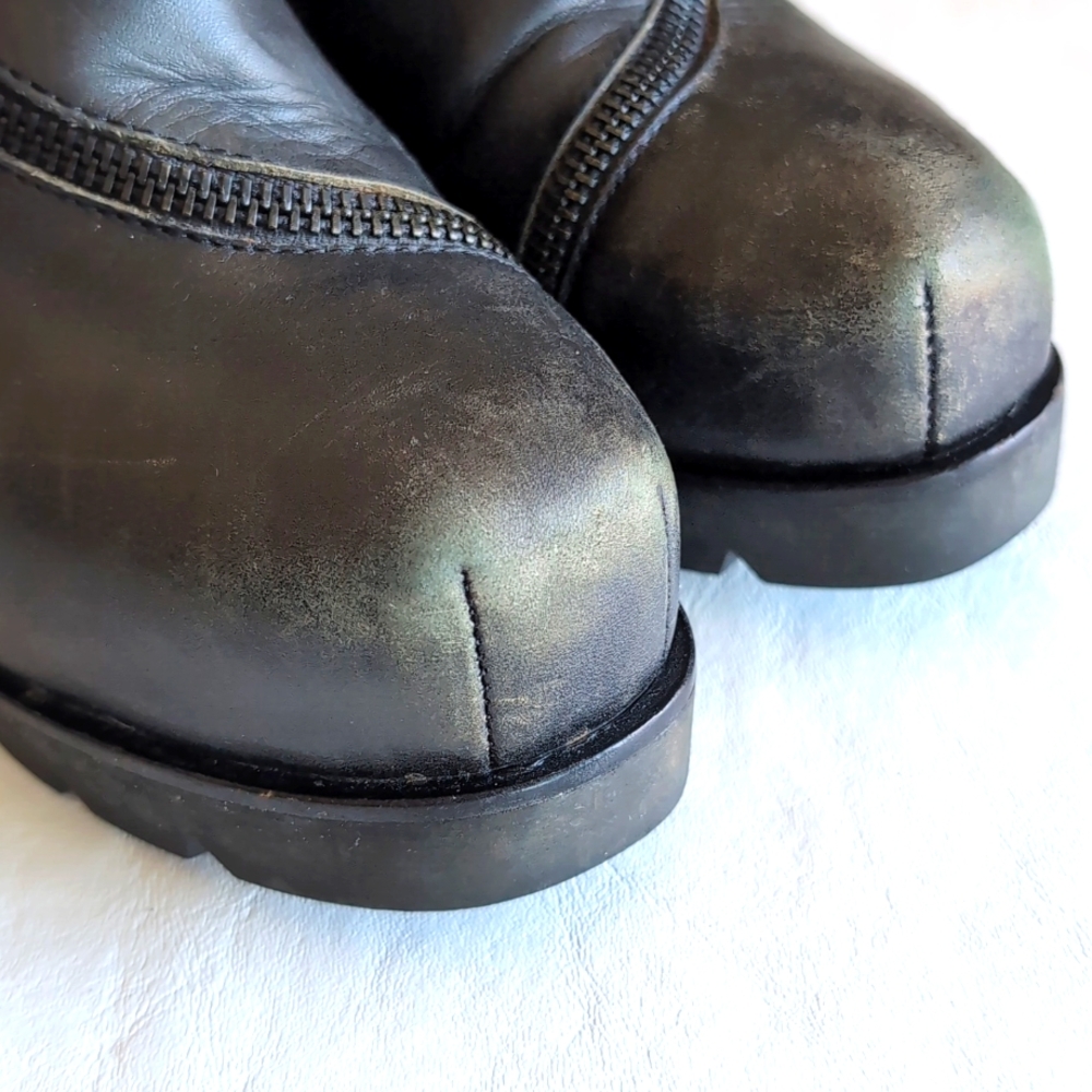 ASH Tiffany Black Leather Wedge Moto Zipper Boot Women's Size 37 - Picture 10 of 10